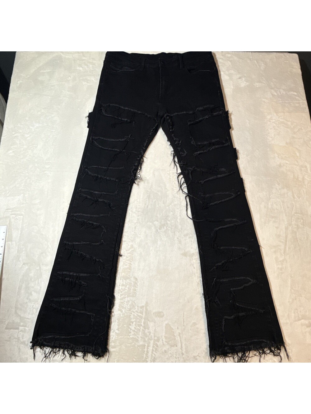 Rockstar Original RSM 205 Shake Flaire Jeans Distressed Sz 36x32 Black